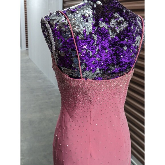 Cache Size 2 Pink Crystal Embellished Full Length Gown Evening Formal Prom Dress - Picture 6 of 16